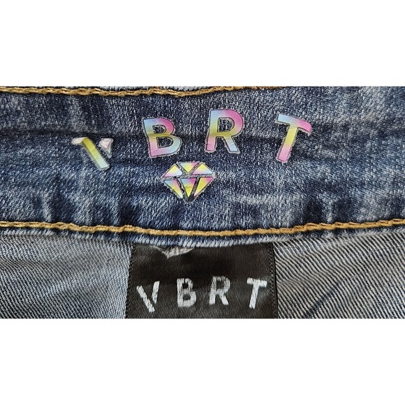 Vibrant VBRT Women's Metallic Cargo Denim Jeans Size Small Wide‎ Leg Pockets - Picture 5 of 7